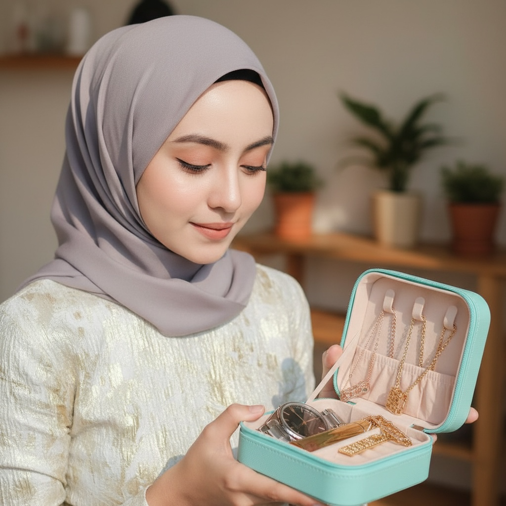 Compact Travel Jewelry Box – Portable Organizer for Rings, Earrings & Necklaces