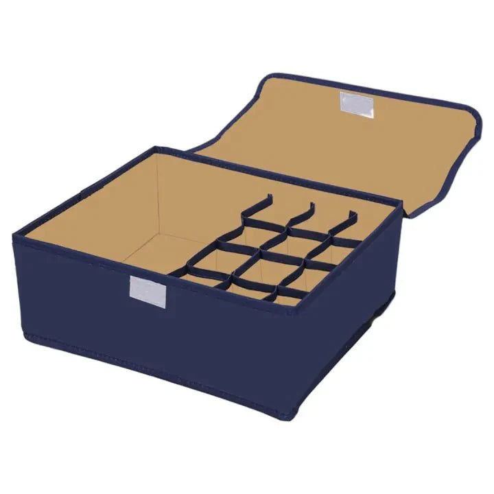 Foldable Fabric Organizer Container – Multi-Compartment Closet Storage Box with Lid
