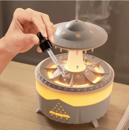 Mushroom Air Humidifier – LED Rain Cloud Aromatherapy Diffuser