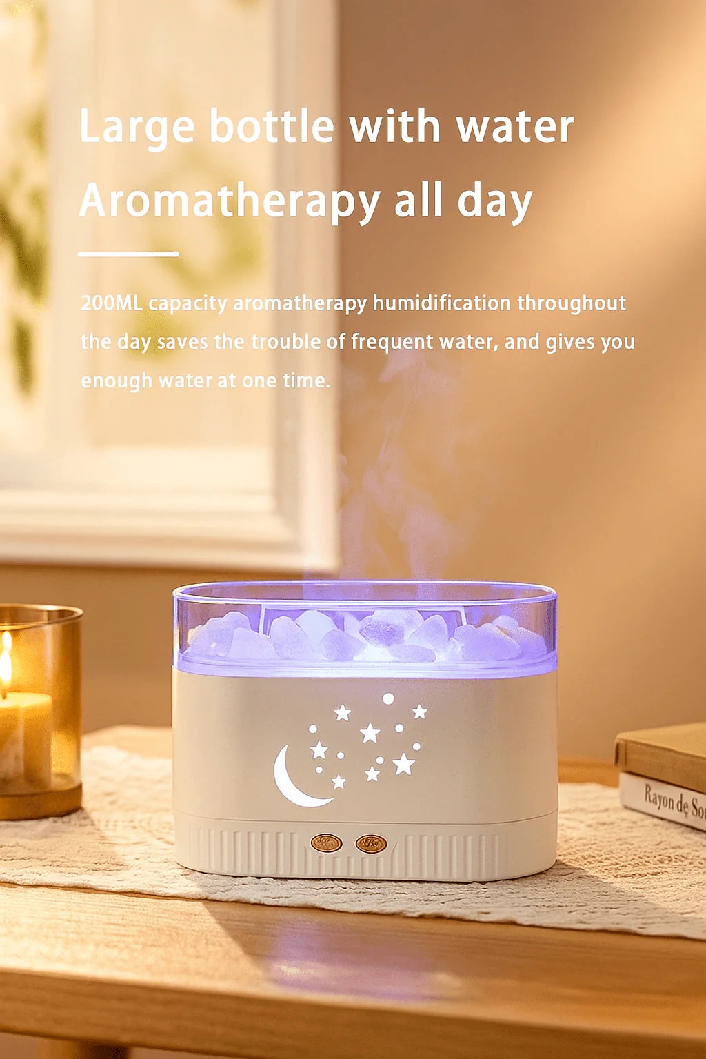 StarGlow Cool Mist Aroma Diffuser – 200ml Moon & Star Humidifier Pakistan