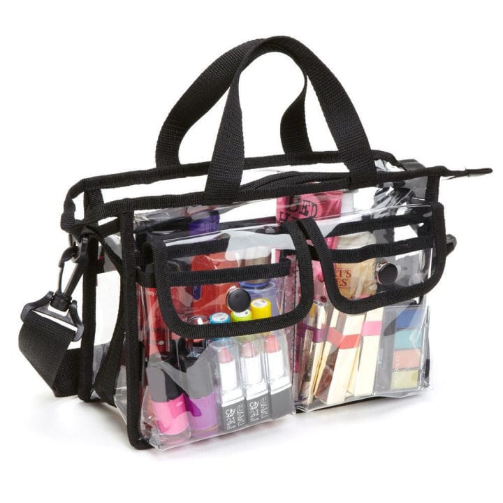 Transparent Cosmetic Storage Bag with Shoulder Strap – Large Travel Makeup Organizer