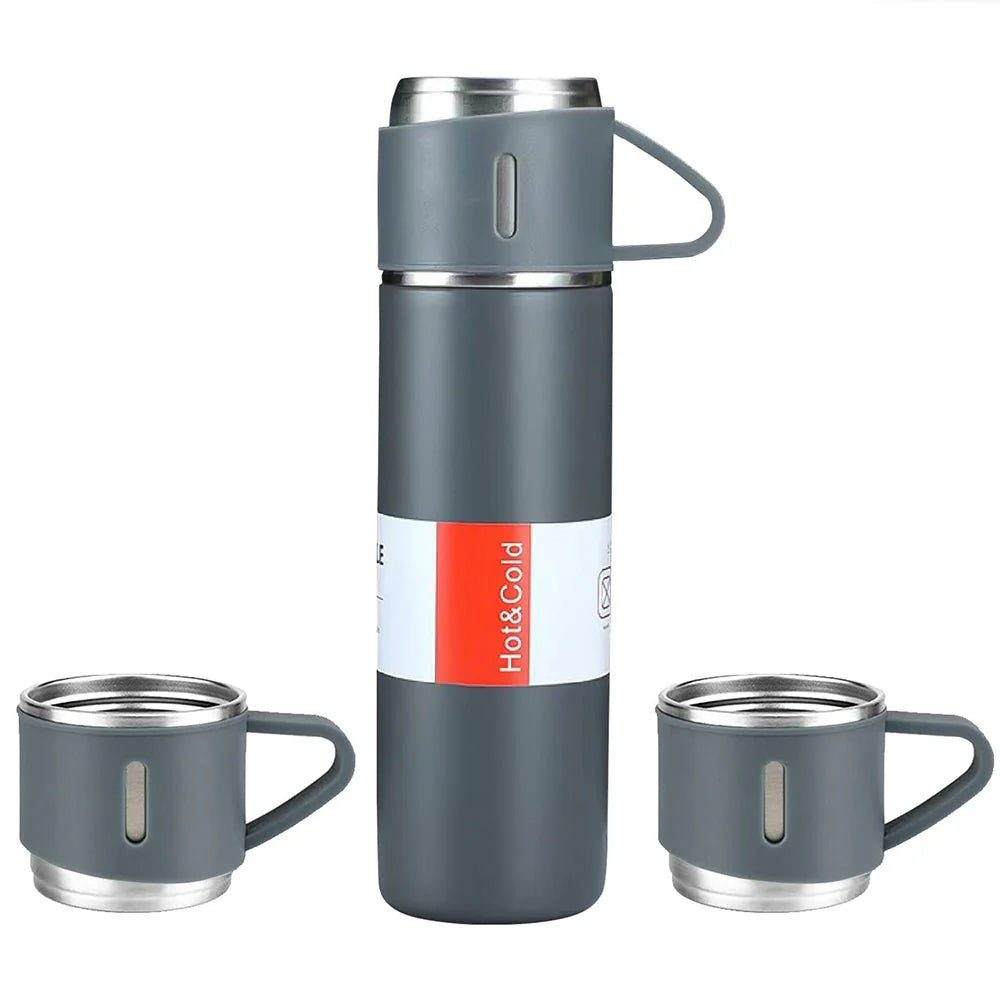 Vacuum Flask Gift Set – 500ml Thermal Bottle & 2 Insulated Mugs Pakistan