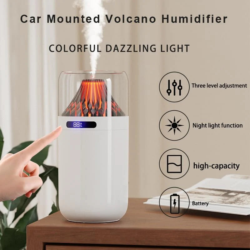 Volcano Flame Air Humidifier – LED Flame Mist & Aromatherapy | Pakistan